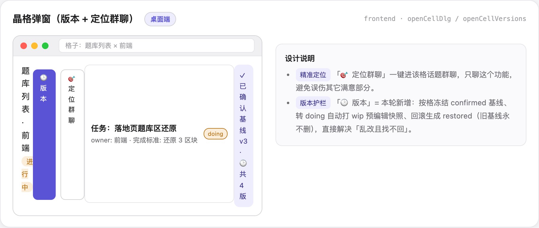晶格弹窗：版本+定位群聊